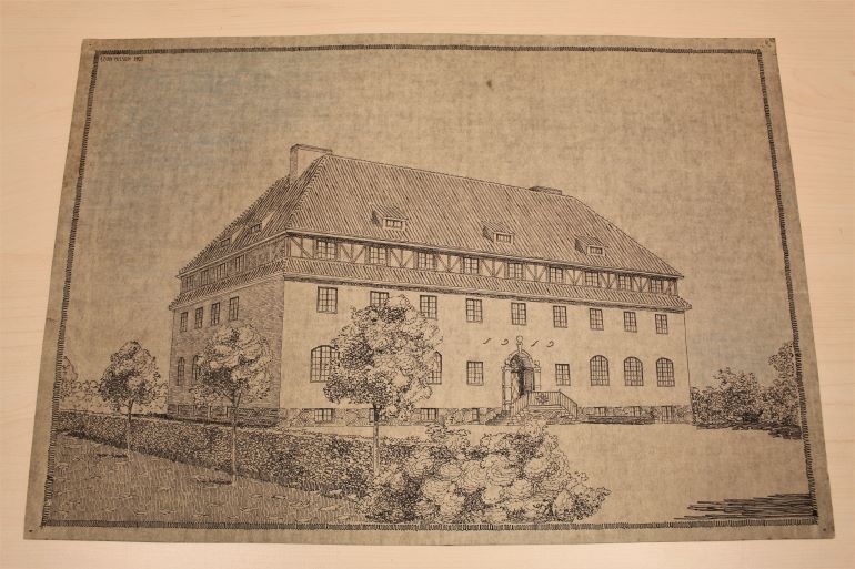 Teckning Svalöfs gymnasium 100 år